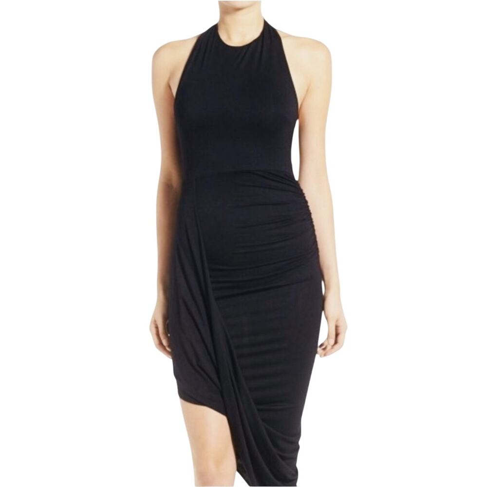 ASTR Asymmetrical Halter Black Super Soft Flattering Cocktail Dress Women Medium
